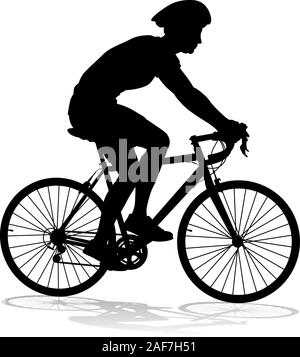 Bike and Bicyclist Silhouette Stock Vector