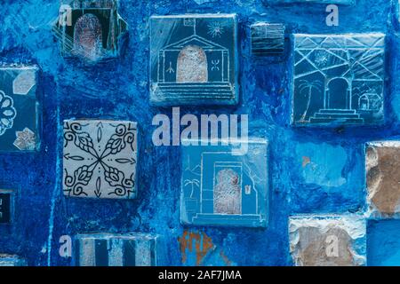 blue tiles on a wall Stock Photo