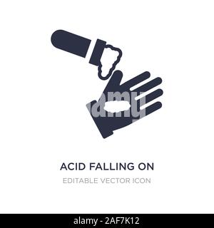 acid falling on hand icon on white background. Simple element illustration from Medical concept. acid falling on hand icon symbol design. Stock Vector