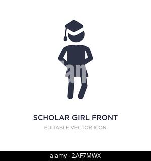 scholar girl front icon on white background. Simple element illustration from People concept. scholar girl front icon symbol design. Stock Vector