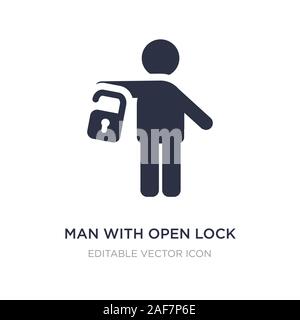 man with open lock icon on white background. Simple element illustration from People concept. man with open lock icon symbol design. Stock Vector