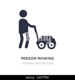person mowing the grass icon on white background. Simple element illustration from People concept. person mowing the grass icon symbol design. Stock Vector