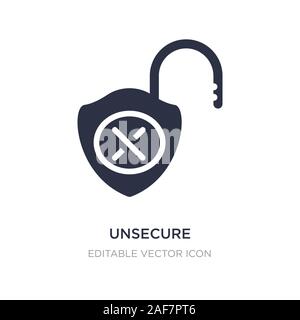 unsecure icon on white background. Simple element illustration from Security concept. unsecure icon symbol design. Stock Vector