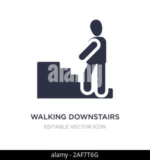 walking downstairs icon on white background. Simple element illustration from People concept. walking downstairs icon symbol design. Stock Vector