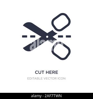 cut here icon on white background. Simple element illustration from Shapes concept. cut here icon symbol design. Stock Vector