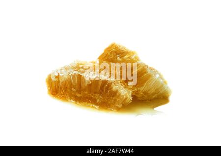 Natural wild honeycomb slice isolated on white background Stock Photo
