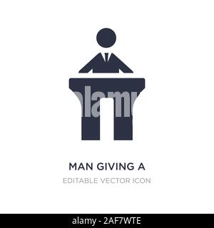 man giving a speech icon on white background. Simple element illustration from People concept. man giving a speech icon symbol design. Stock Vector