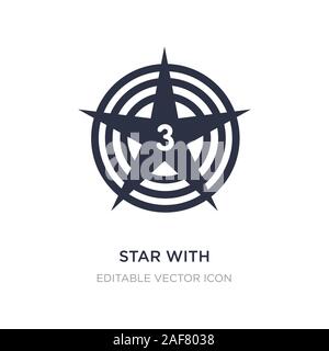 star with number three icon on white background. Simple element illustration from Shapes concept. star with number three icon symbol design. Stock Vector