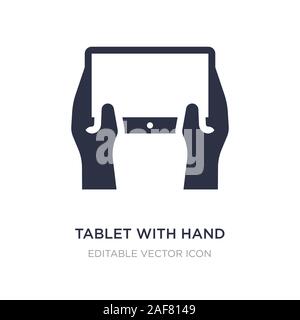 tablet with hand icon on white background. Simple element illustration from Tools and utensils concept. tablet with hand icon symbol design. Stock Vector