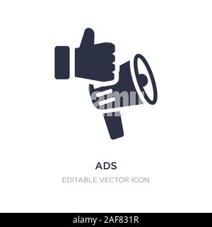 ads icon on white background. Simple element illustration from Social media marketing concept. ads icon symbol design. Stock Vector