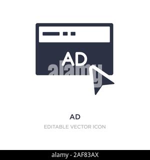ad icon on white background. Simple element illustration from Social media marketing concept. ad icon symbol design. Stock Vector
