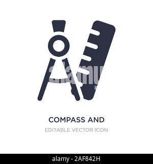 compass and ruler for mathematics icon on white background. Simple element illustration from Tools and utensils concept. compass and ruler for mathema Stock Vector