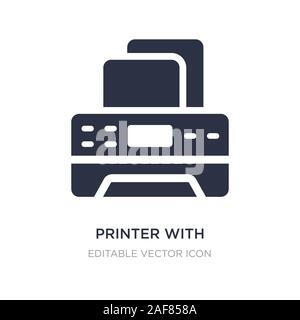 printer with blank paper sheet icon on white background. Simple element illustration from Tools and utensils concept. printer with blank paper sheet i Stock Vector
