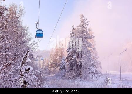 Bansko Bulgaria Sunset Aerial Winter Resort View With Ski Slope