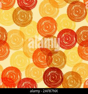 Seamless pattern from circles of shades of orange from brush strokes for textiles, packaging, paper printing, simple backgrounds and textures. Shades Stock Vector