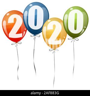 colored balloons with numbers for New Year 2020 Stock Vector