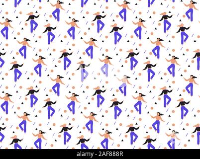Modern hipster pattern retro man bright colors seamless pattern. Repeating texture, endless background. Vector illustration Stock Vector