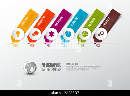 Vector  Infographic Company Milestones Timeline Template with circle icon pointers on a straight time line Stock Vector