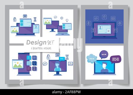 set six designs of man with teamwork icons Stock Vector Image & Art - Alamy