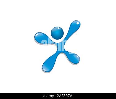 3d blue liquid water human figure character Stock Vector