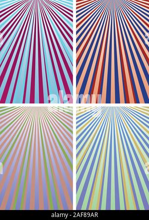 Set of abstract colorful backgrounds with strips, part 12, vector illustration Stock Vector
