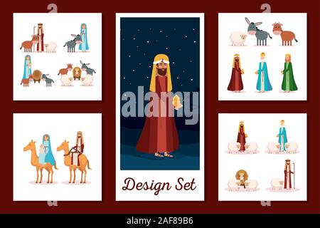 designs set of manger characters Stock Vector