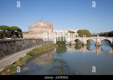 The Castel Sant'Angelo on the bank of the River Tiber in Rome is now a museum and popular tourist attraction Stock Photo