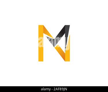initial letter m n ribbon band Stock Vector