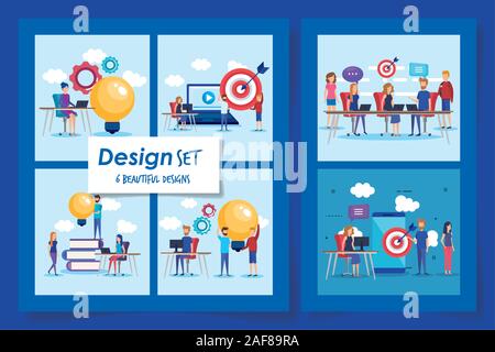 six designs of teamwork people and icons Stock Vector Image & Art - Alamy