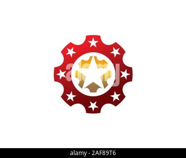 metal red gold star pin usa flag cowboy logo Stock Vector