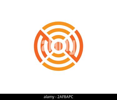initial letter M W and wifi signal shaping a circular geometry lines Stock Vector