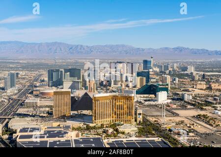 Las Vegas, OCT 16:  Aerial view of the famous Strip on OCT 16, 2019 at Las Vegas, Nevada Stock Photo