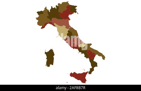 Map of Italy vector colorful, with countries, borders, High detailed, editable, Stock Vector