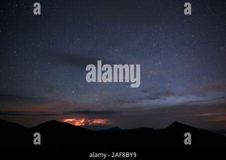 Wonderful sky and lighting. Majestic Carpathian mountains. Beautiful landscape. Breathtaking view Stock Photo
