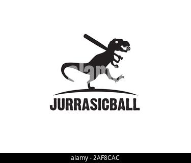 tyrannosaurus rex running chasing something and holding baseball bat Stock Vector