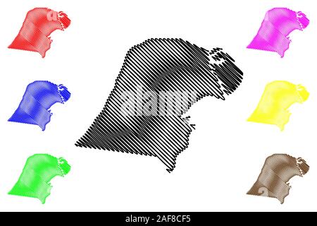 Jahra Governorate (State of Kuwait, Governorates of Kuwait) map vector illustration, scribble sketch Jahra map Stock Vector