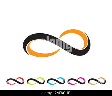 simple infinity symbol as folding ribbon in two color black and orange Stock Vector