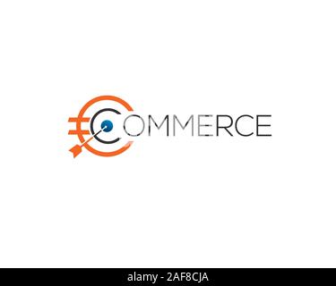 dart shooting target on emarketing wordmark Stock Vector