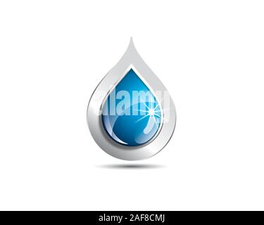 Pure metallic water droplet. Symbol of a pure water droplet.The art represents the clarity and purity of water drop Stock Vector