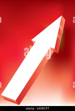 Vector Onward & Upward Arrow on red background - 3D Glossy Icon Stock Vector