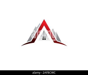 letter A initial inside mountain for house real estate broker mortgage logo Stock Vector
