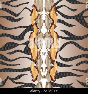Seamless animal skin pattern. Snake, leopard texture background. - illustration Stock Photo