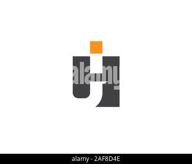 initial letter H J I negative space anagram logo Stock Vector