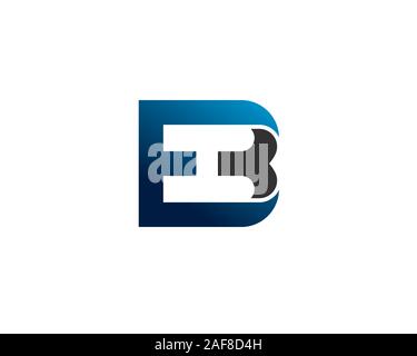 initial letter E B M ribbon negative space H anagram monogram logo Stock Vector