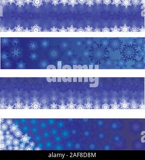 Set of blue christmas banners made with snowflakes, vector available Stock Vector