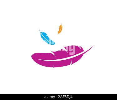 colorful flat color feather flying and falling Stock Vector