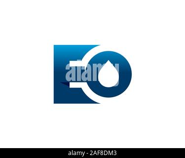 initial letter E O with liquid negative space inside Stock Vector