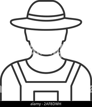 Farmer linear icon. Agricultural worker. Thin line illustration