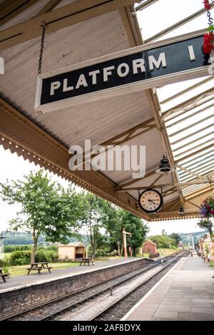 Platform at the heritage train station in Toddington, Gloucestershire, England, UK Stock Photo