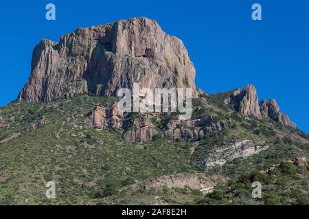 Big Bend National Park, Texas.  Casa Grande, in the Chisos Mountains. Stock Photo